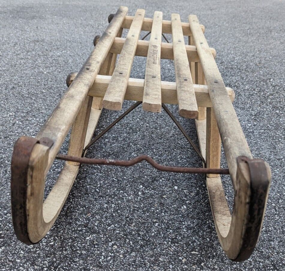 Vintage Erb Rodel Davos Wood Sled Iron Runners 42 X 13 X 10 In 6