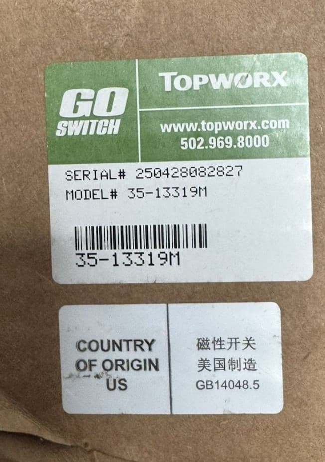 Topworx Go Switch 35-13319M Leverless Limit Switch 24VDC 120VAC NEW 6