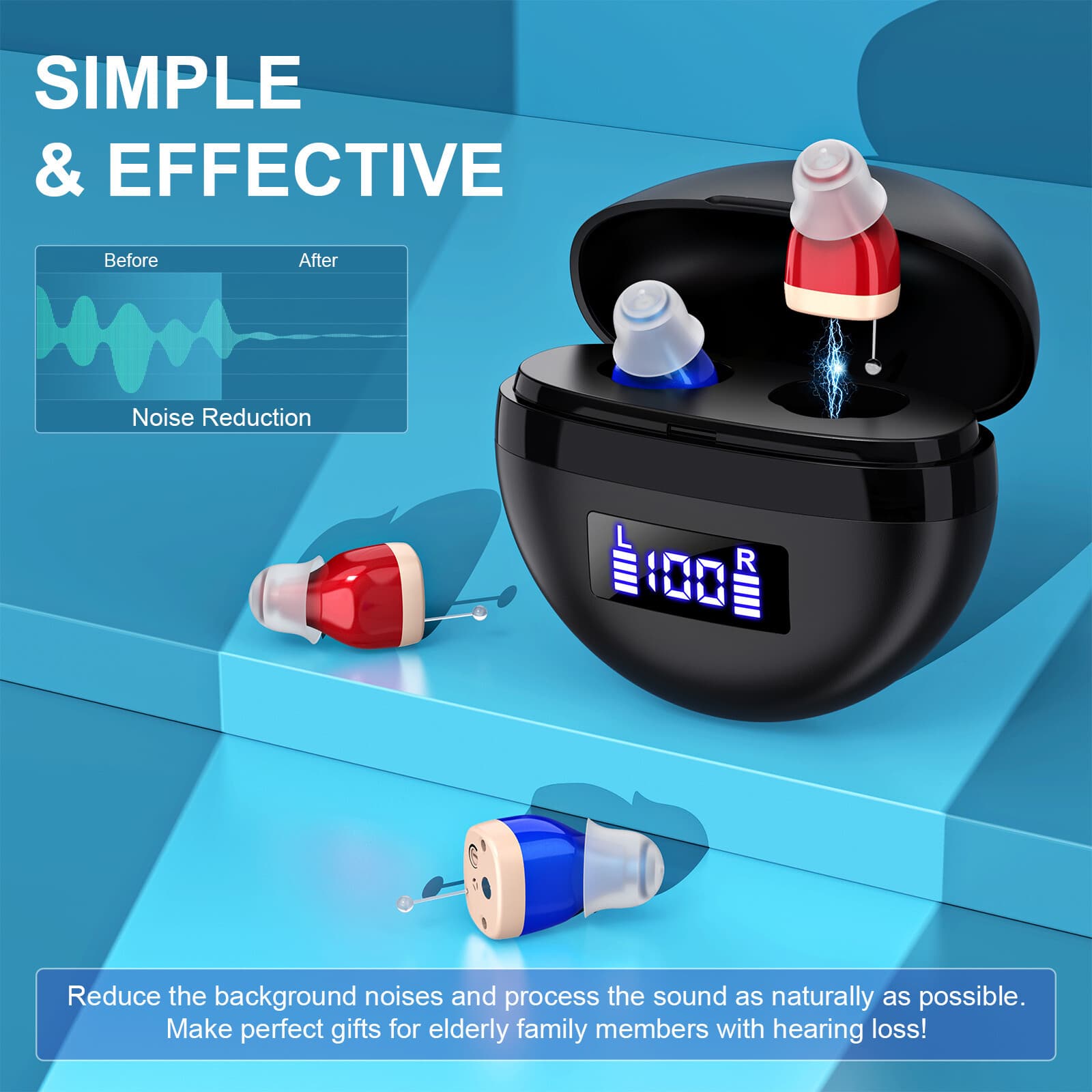 Pair Rechargeable Digital Invisible Hearing Aids Sound Voice Amplifier Mini ITE 6