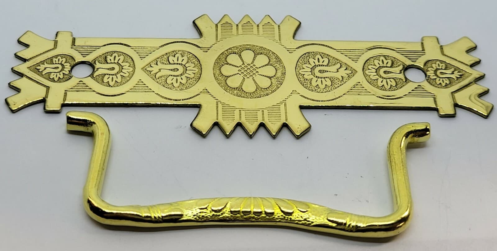 Large & Small Eastlake Victorian Style Stamped Brass Drawer Pull antique handle 2