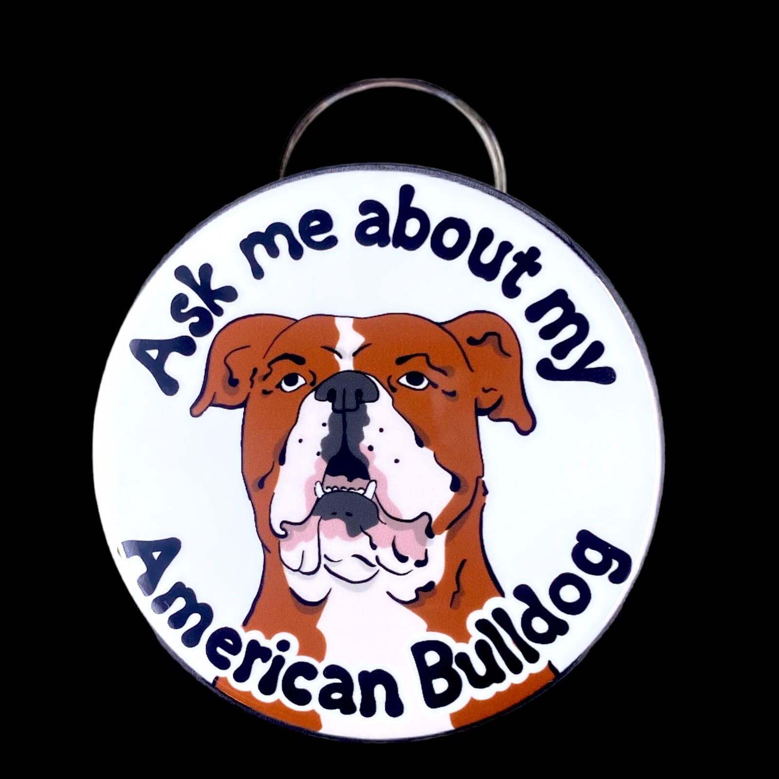 American Bulldog Bottle Opener Keychain Dog Accessories - Red & White 2