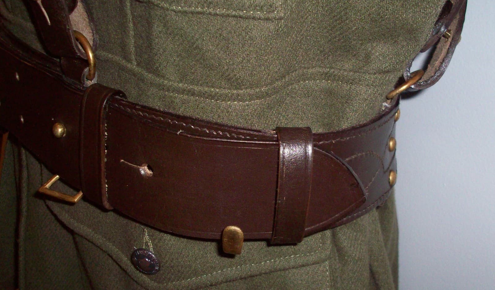 AUSTRALIAN ARMY SAM BROWN OFFICERS LEATHER BELT WITH STRAP - SIZE 44 inch waist 3