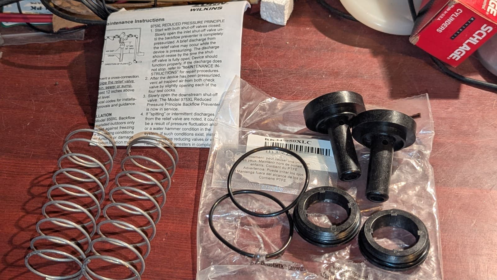 RK34-950XLC Wilkins Repair Kit Complete with Seats Model 950XL Opened NOS 3