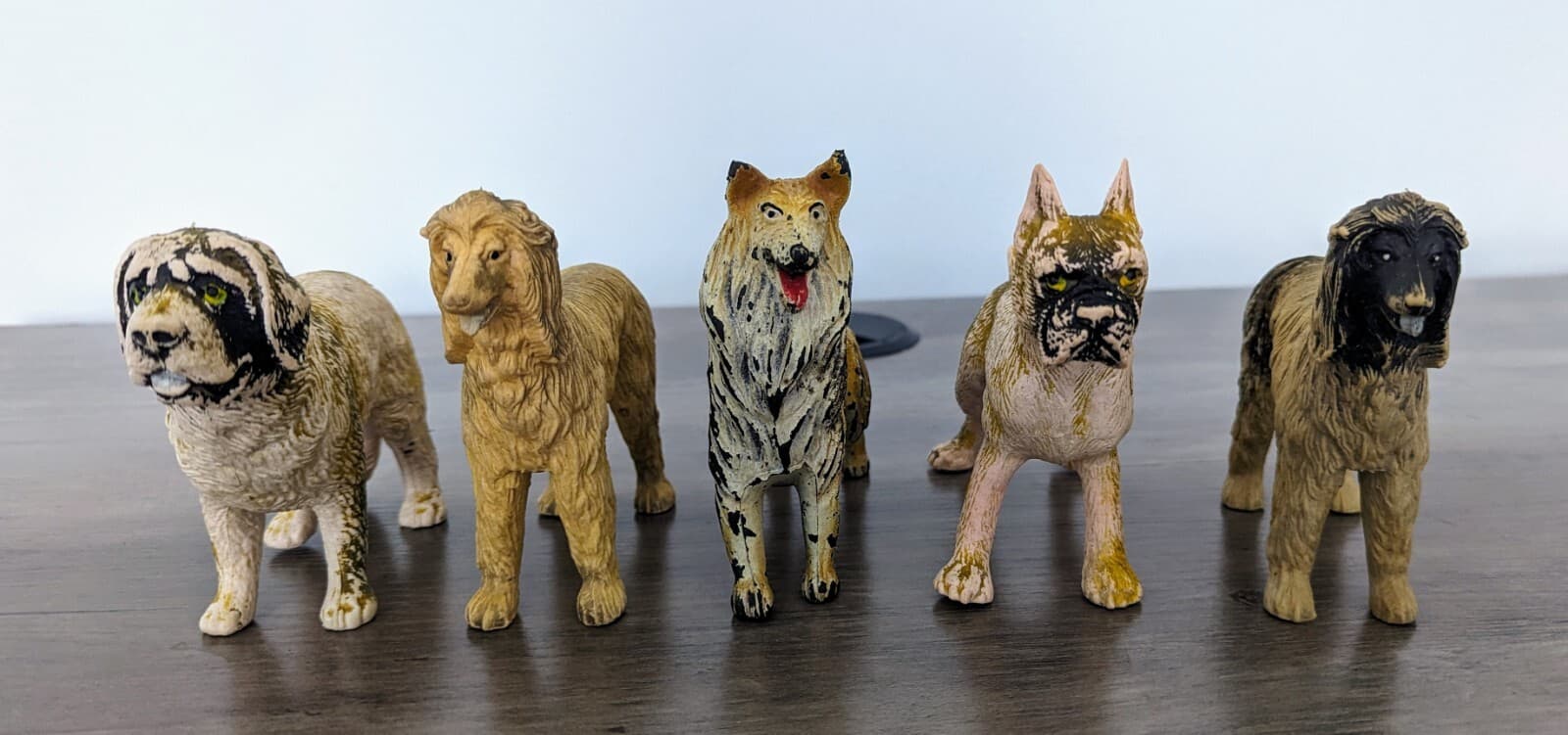 5 Rubber Toy Dogs Imperial Toys VTG 1974 Collie Boxer Afghan Hound Saint Bernard 2