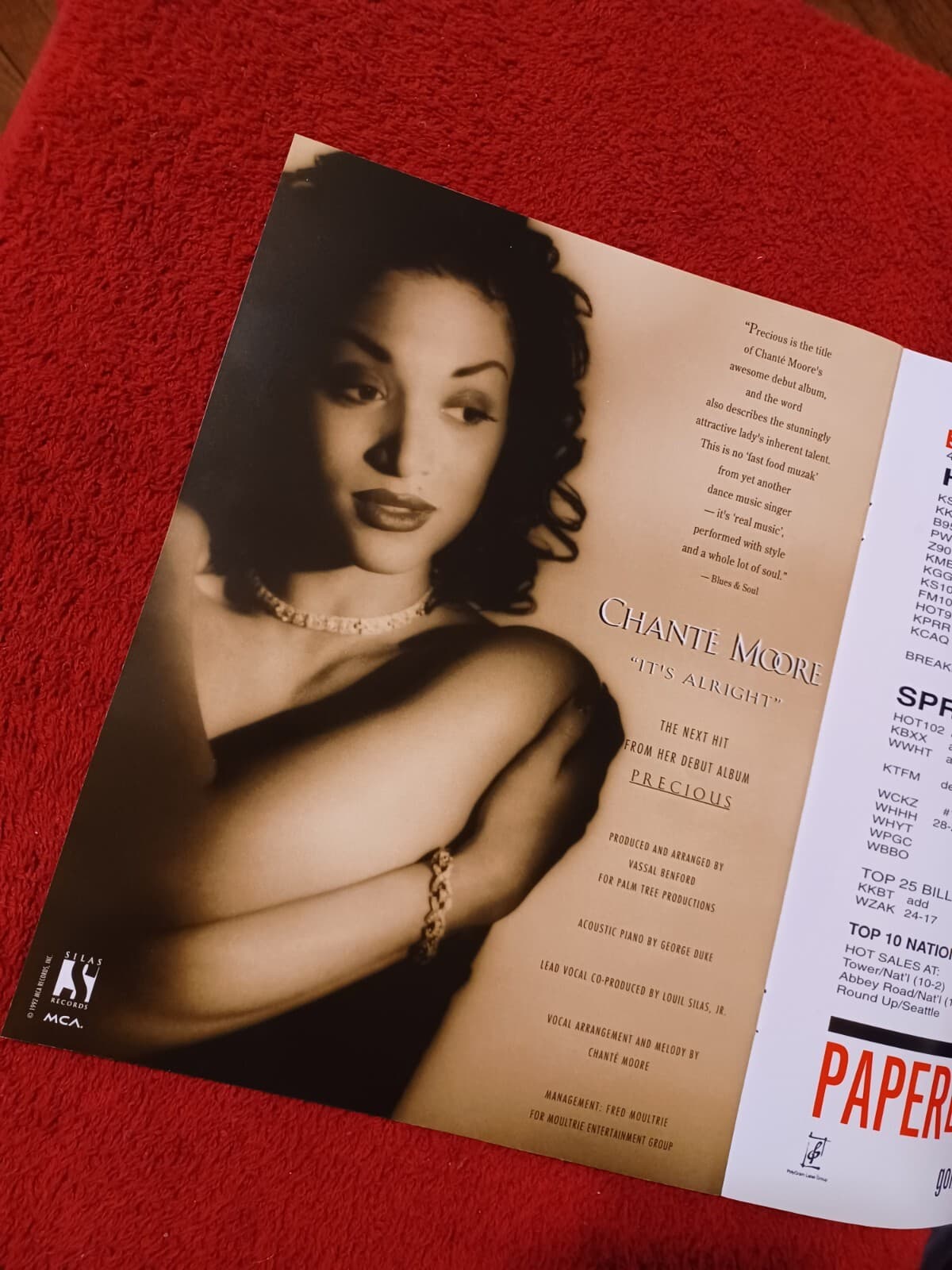 CHANTE MOORE - 1993 US Full-Page Ad 'It's Alright' Single Release (HITS Mag.) 6
