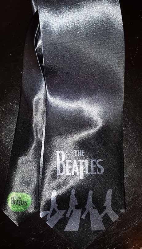 L@@K! The Beatles Grey Satin Neck Tie -  Abbey Road Apple records 2