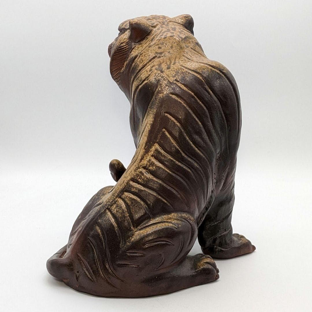 Hidehide Yoshinobu Bizen Ware Tiger Figurine Ceramic Ornament Lucky Charm Japan 4