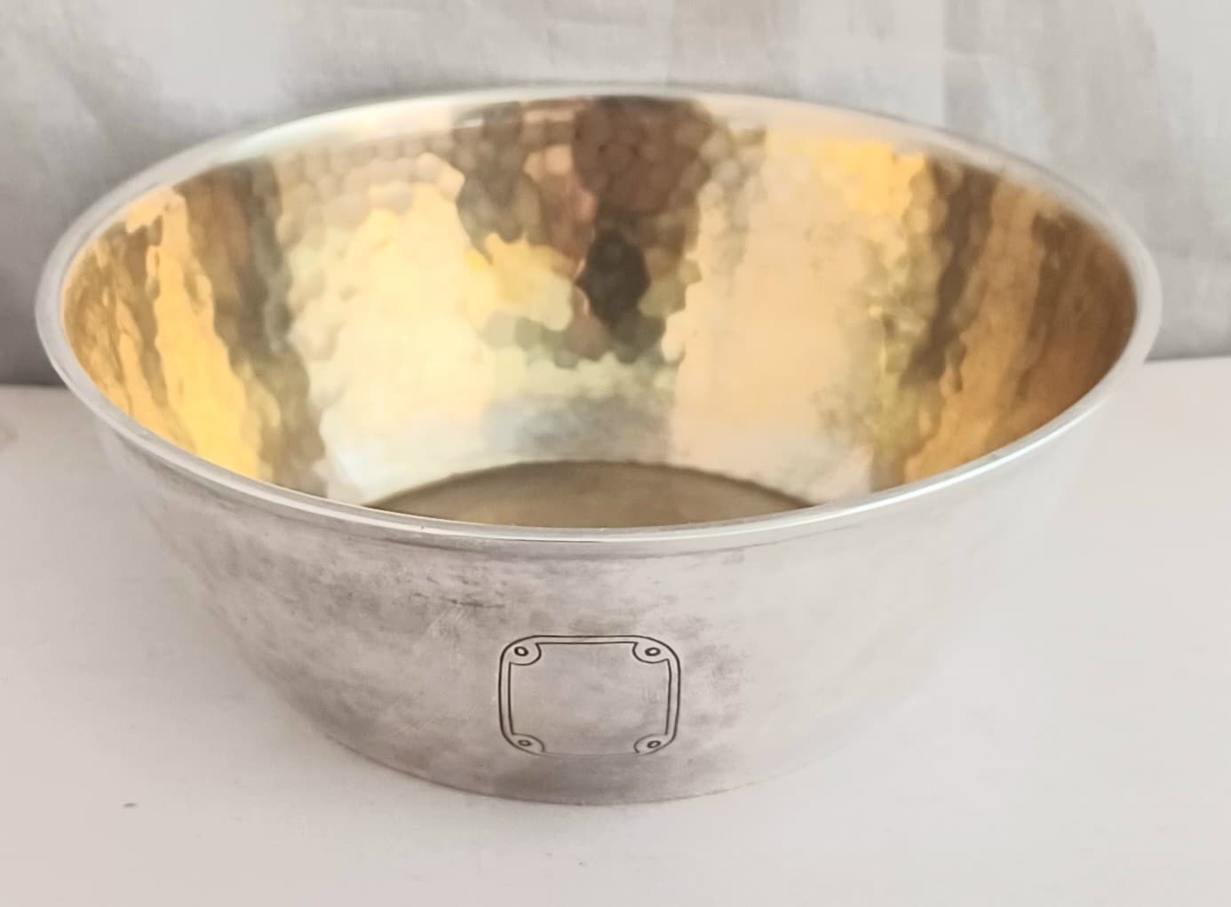 Kerr Sterling Hammered Baby Childs Bowl and Underplate- No mono 3