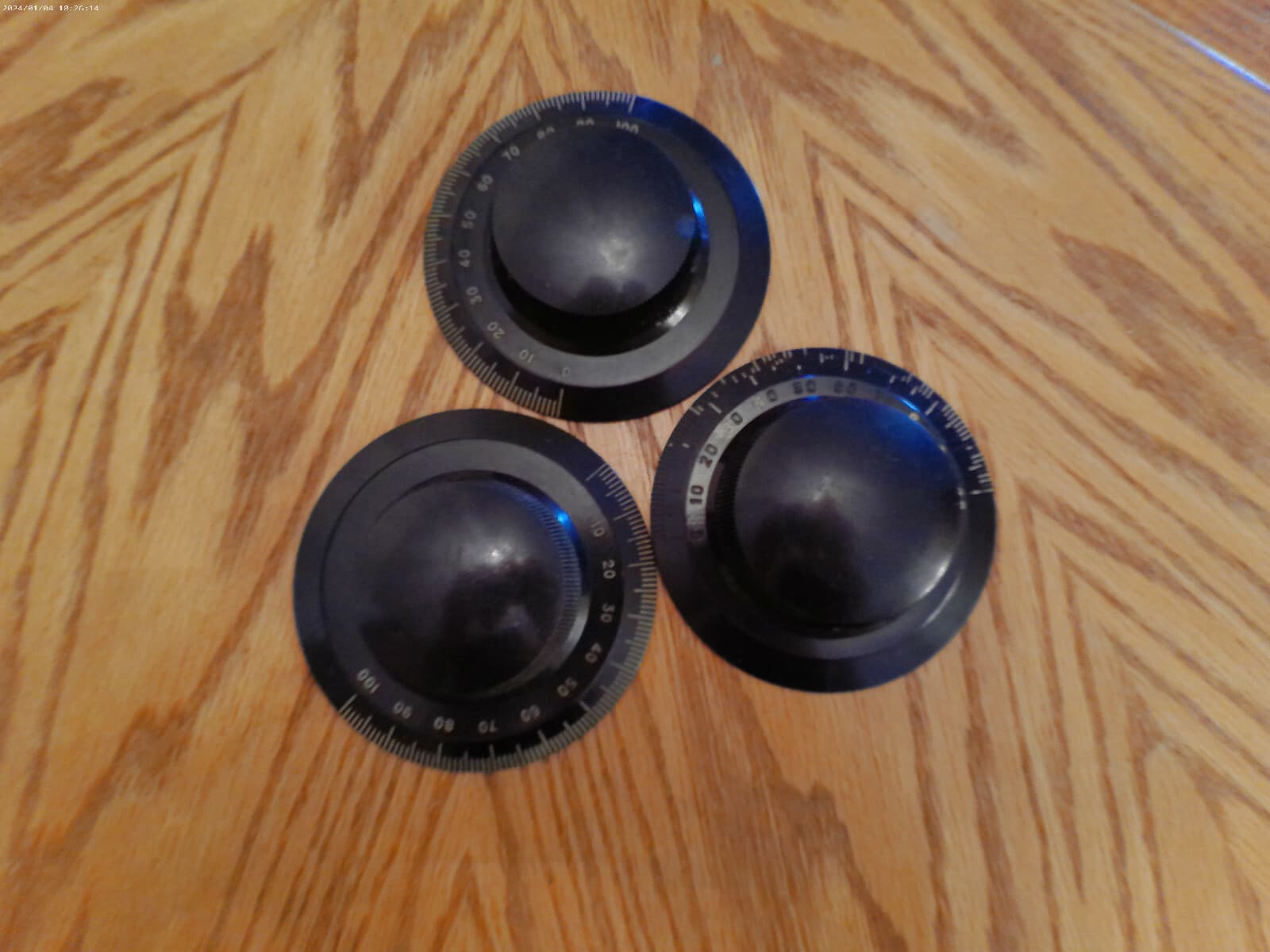 Lot of 3 Vintage Bakelite Radio Dials (3 7/8ths " Dia.)