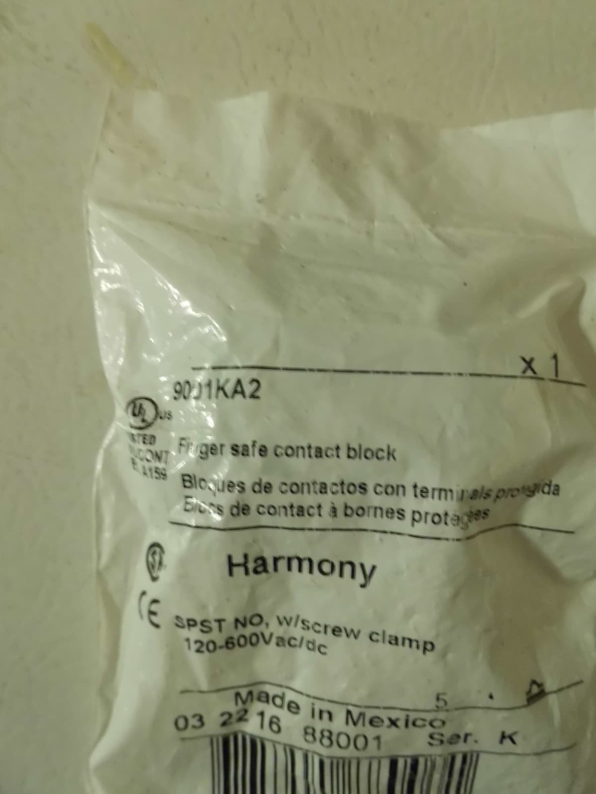 9001KA2 Push Button, 1NO  Finger Safe Contact Block 2