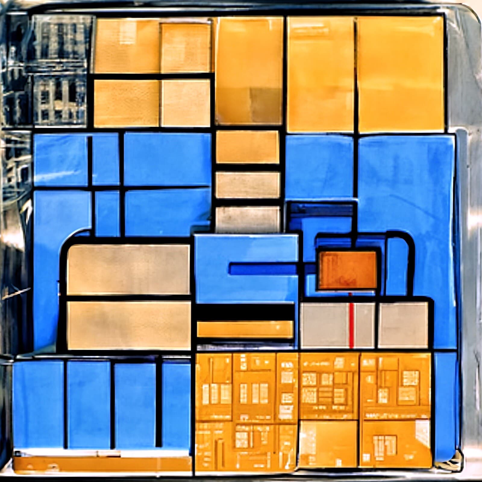 ' Blockchain City Blding ' - NFT #1 of 1 - Generative Abstract Piet Mondrian Art