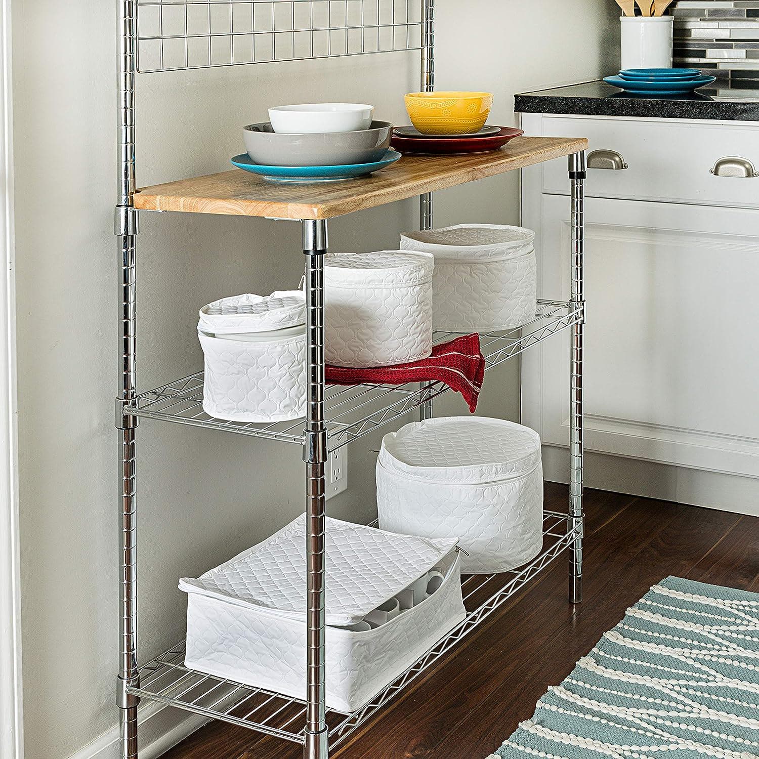 5-Piece Dinnerware Storage Set with Zipper Cushioned Quilted White NEW 3