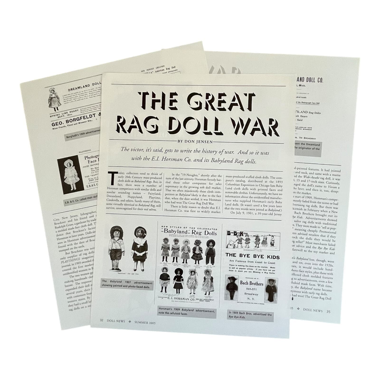 Vintage Antique Rag Dolls History Article 4 Pages with Photos 2