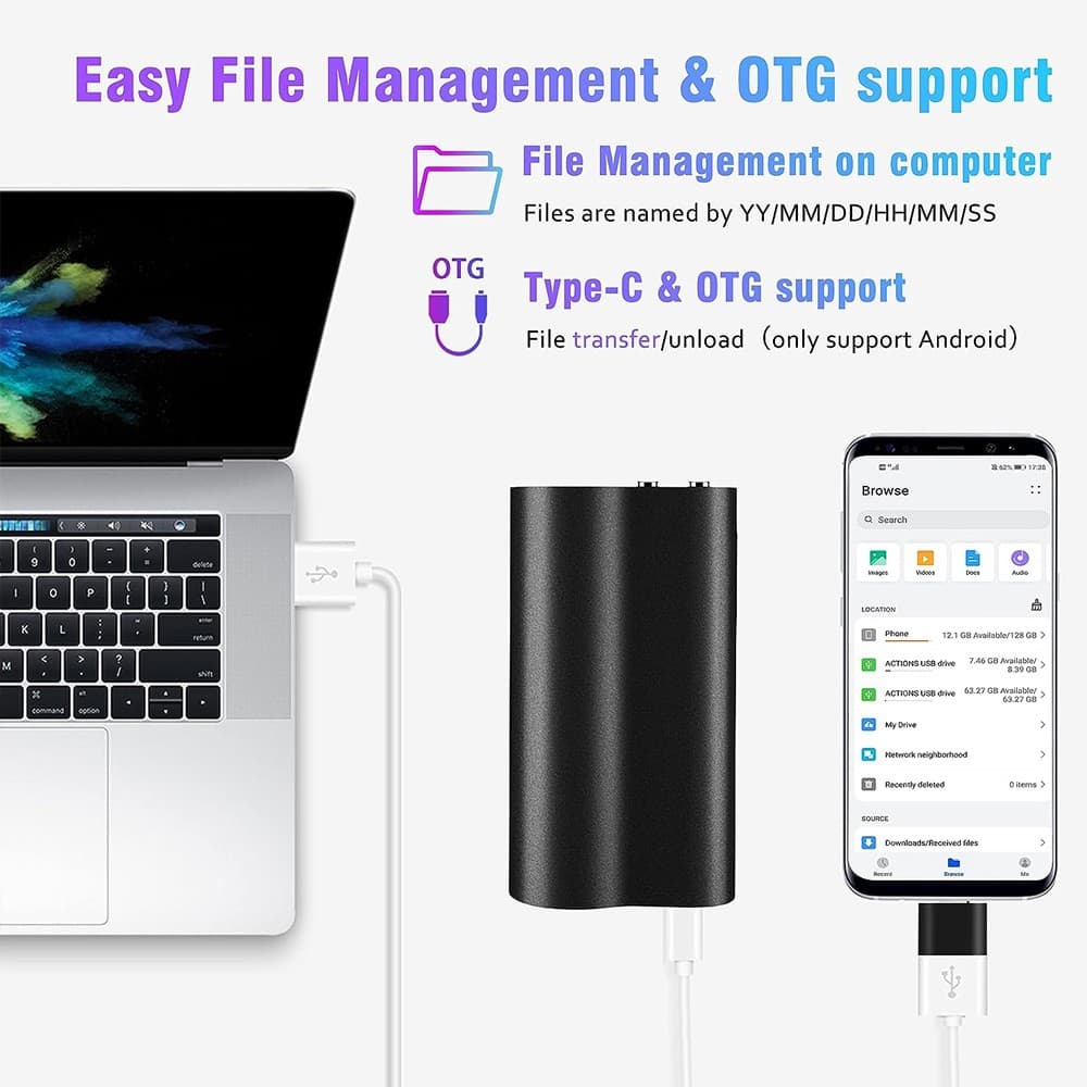 Voice Activated Recorder 16GB 240 Hr Spy Mini MP3 Digital Audio Recording Device 4