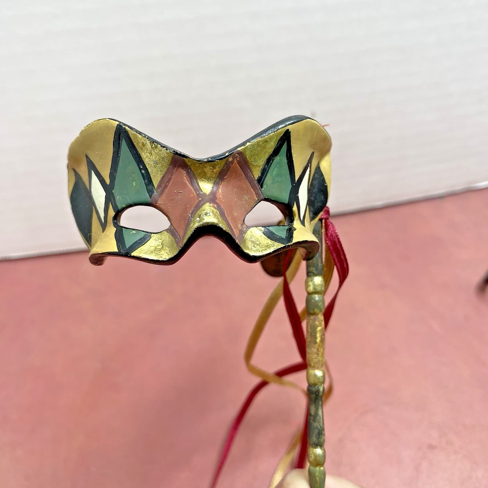 Vintage Katherines Collection Venetian Opera Mardi Gras Harlequin Mini Mask READ 4