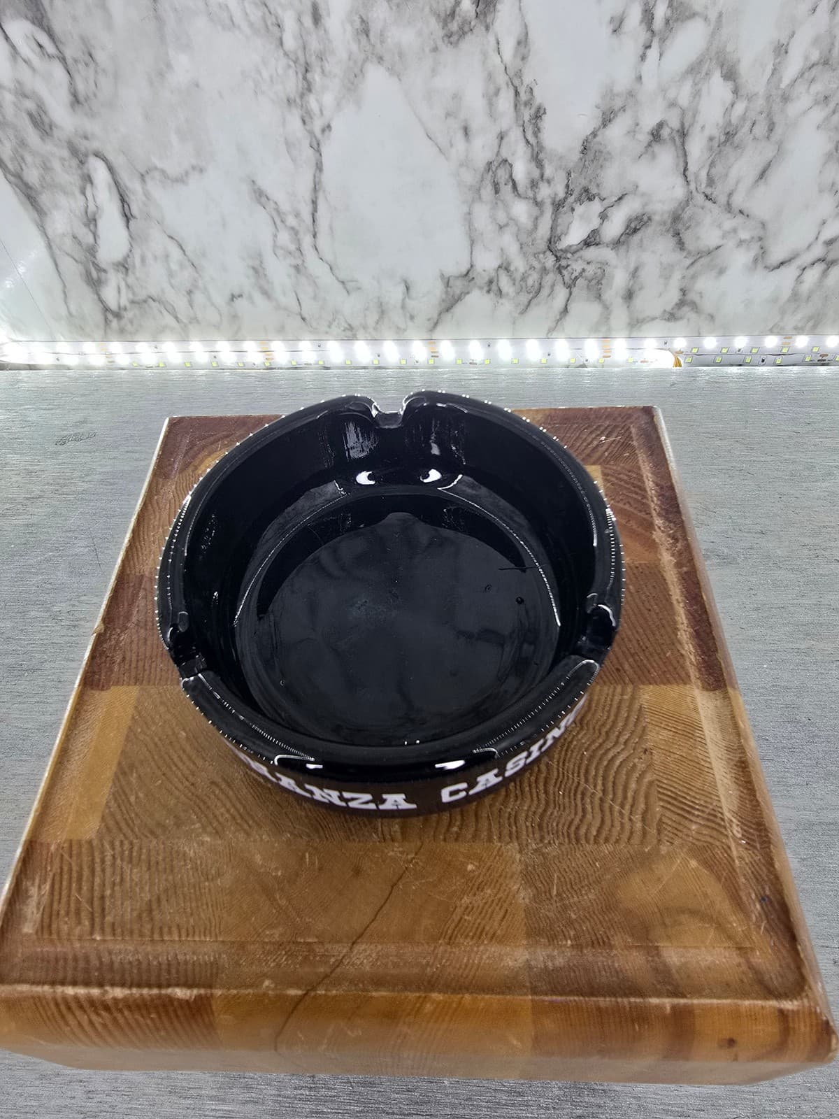 1960's Bonanza Casino Black Glass Ashtray Reno, Nevada 4