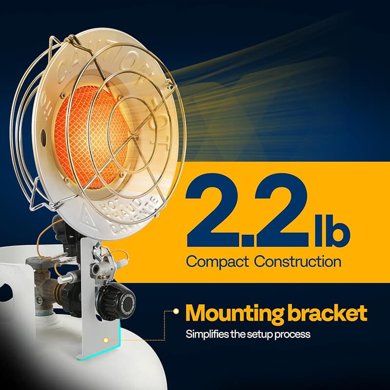 Single Tank Top Propane Heater 15,000 BTU w/ Tip-over Switch & Shut-off Valve 4