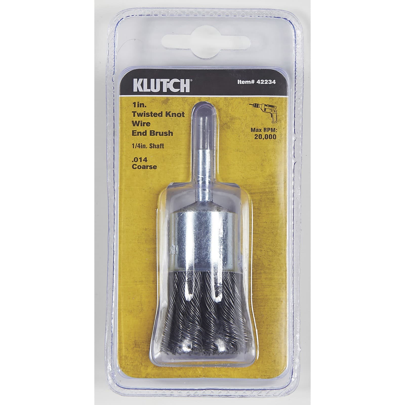 Klutch Twisted Knot Coarse Wire End Brush, 1in., 1/4in. Arbor, 20,000 RPM