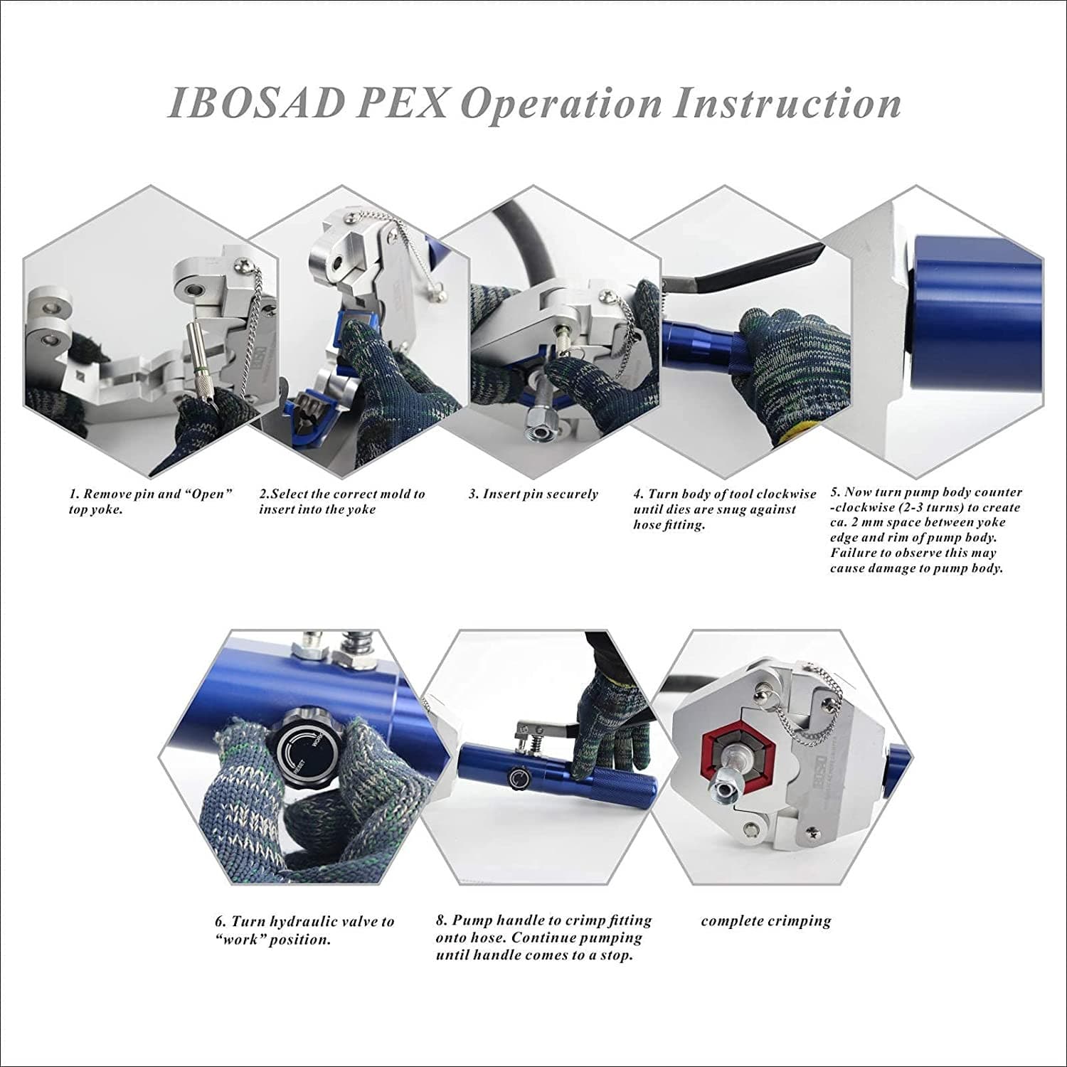 Kit De Engarzado Manguera Herramienta Reparacion Hidraulica Manual Engarzador AC 3