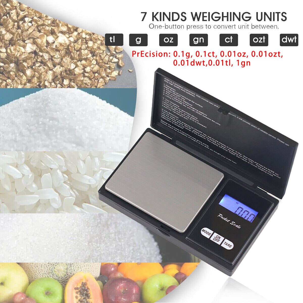 Digital Scale 1000g x 0.1g Jewelry Gold Silver Coin Gram Pocket Size Herb Grain 3