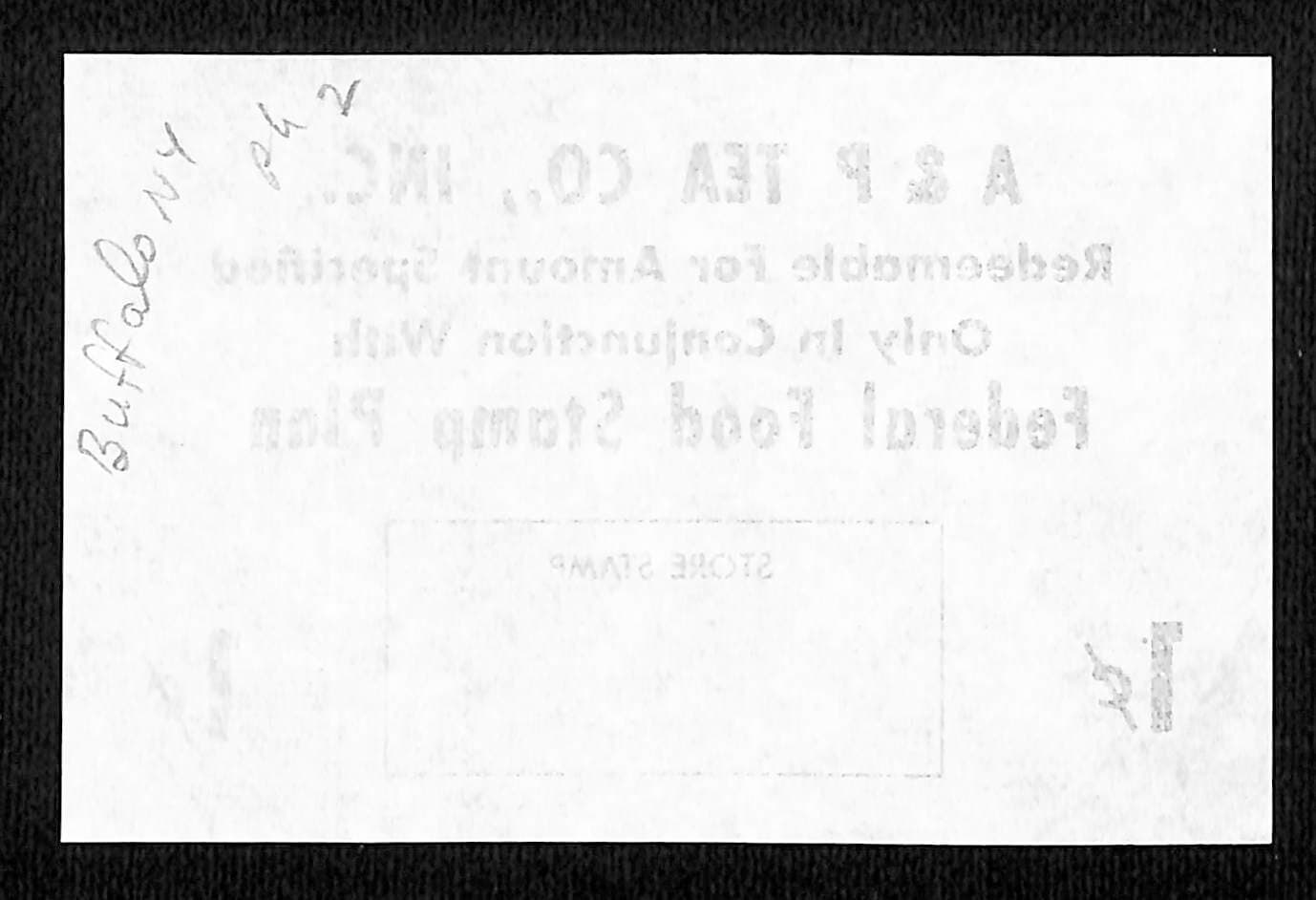 A & P Tea Co. (Buffalo, NY)  1c "Federal Food Stamp Plan" Coupon c1965-79 VGC 2