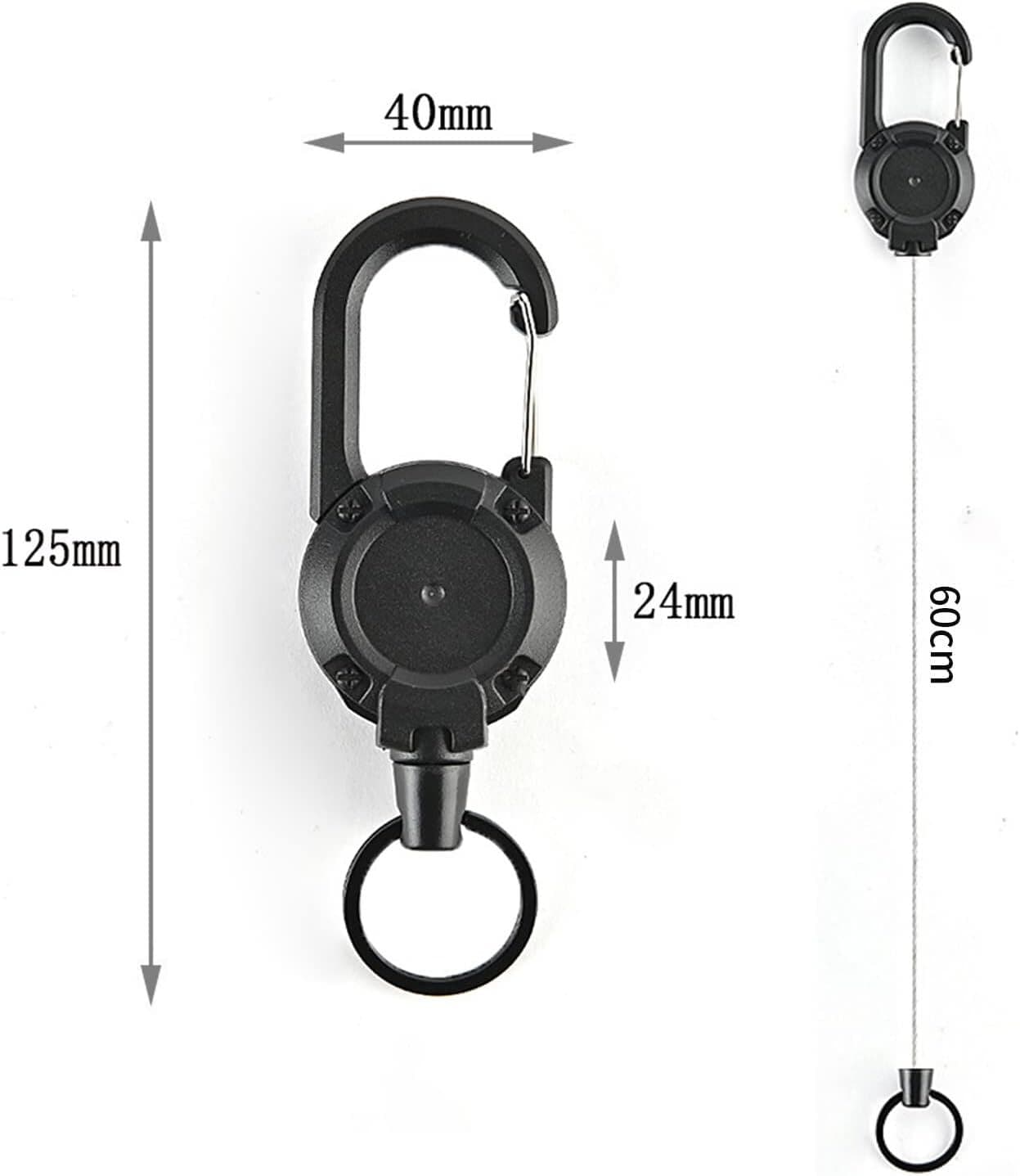 2Pcs Retractable Heavy Duty Keychain Carabiner Car Key Chain with Badge Holder 4