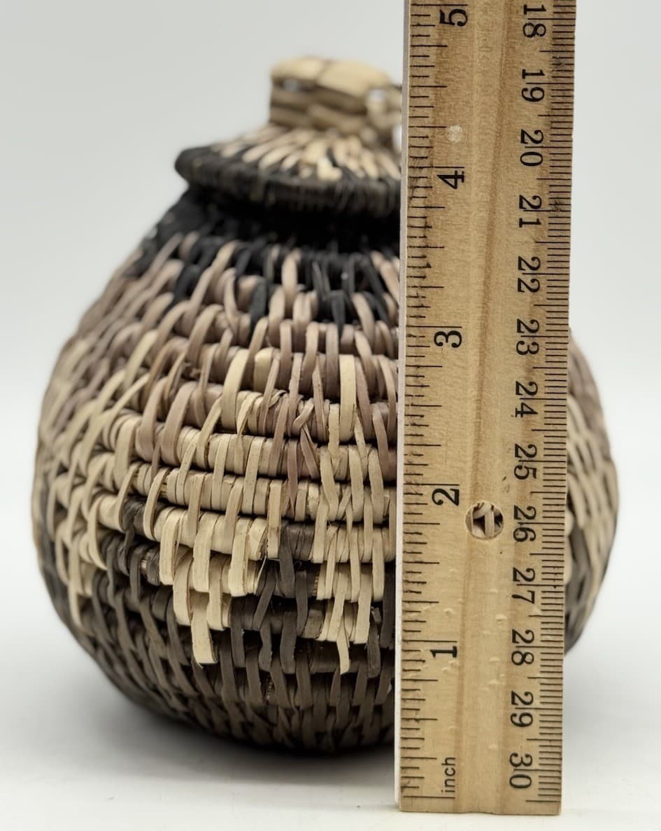 Hand Woven Basket w Lid, small Herb container, African arts and crafts, decor 6