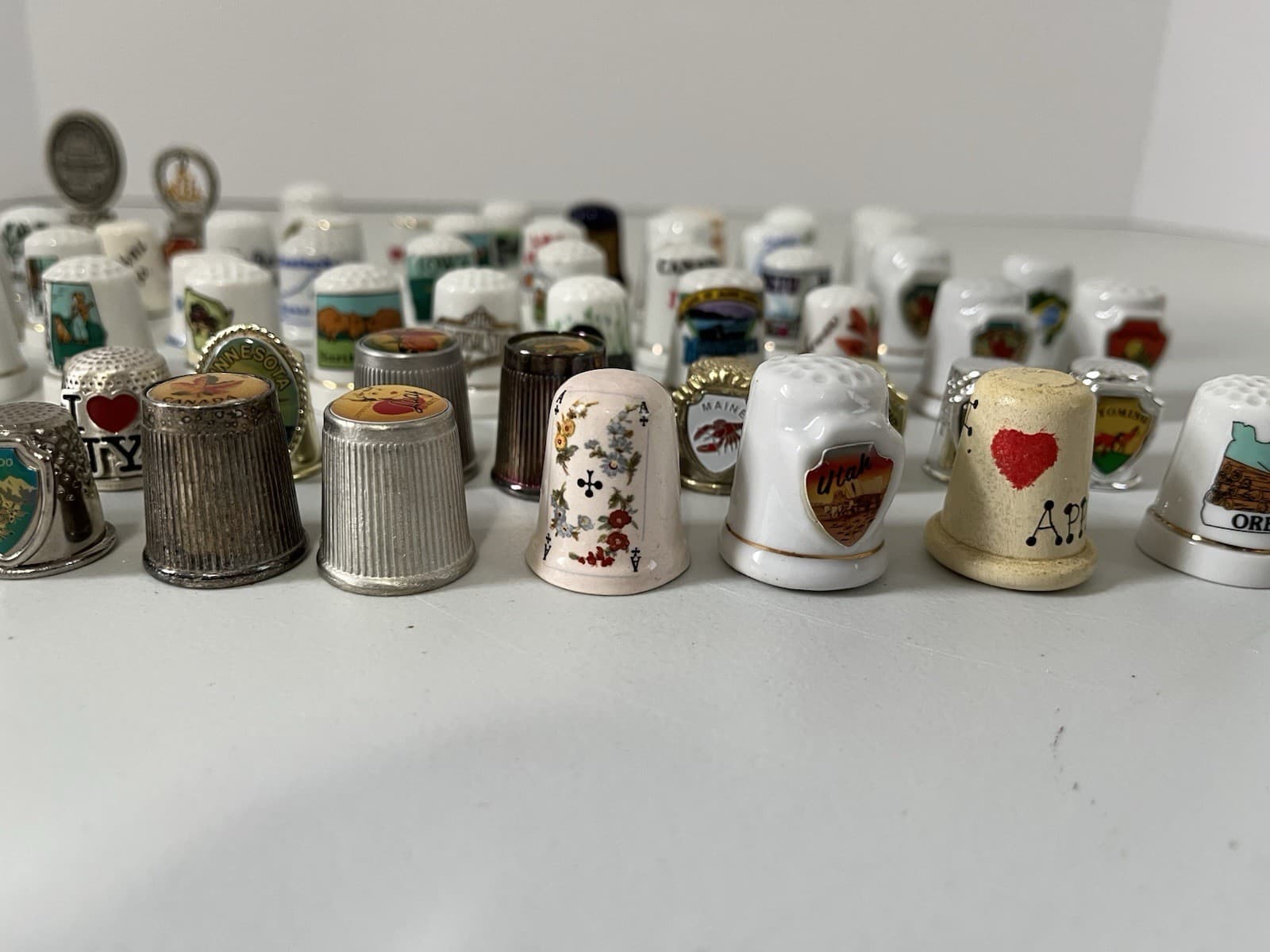 Lot Of 60 Thimbles - Metal • Ceramic • Porcelain • Mixed - Vintage  Souvenir 3