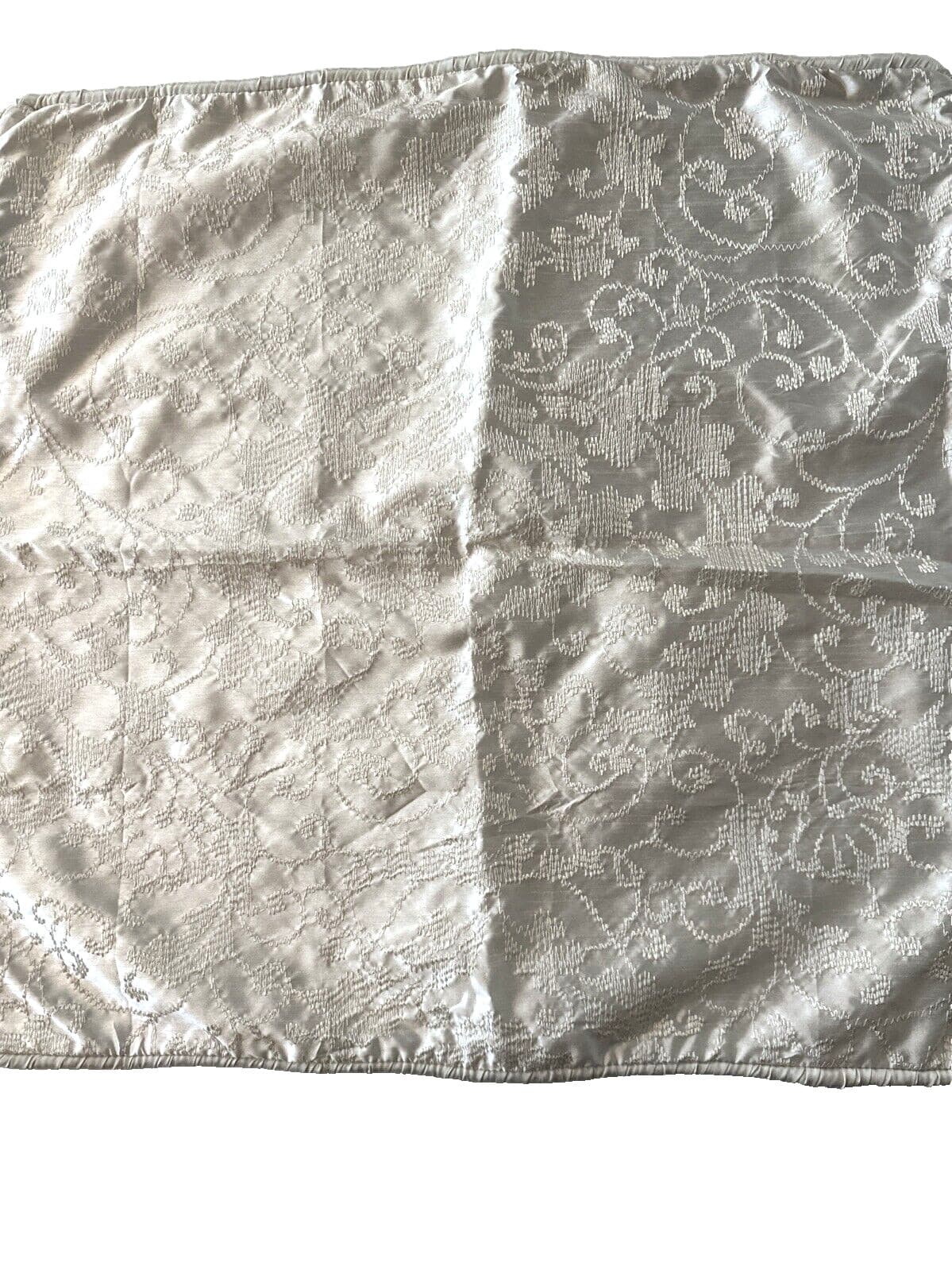 Chenab One Euro Sham Embroidered Ivory White Polyester Satin NWOT 3