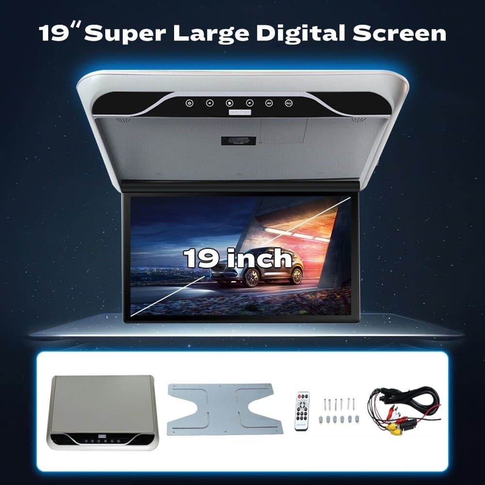 19.5" Overhead Flip Down Car Roof Monitor HD TFT 1080P Screen USB HDMI 3