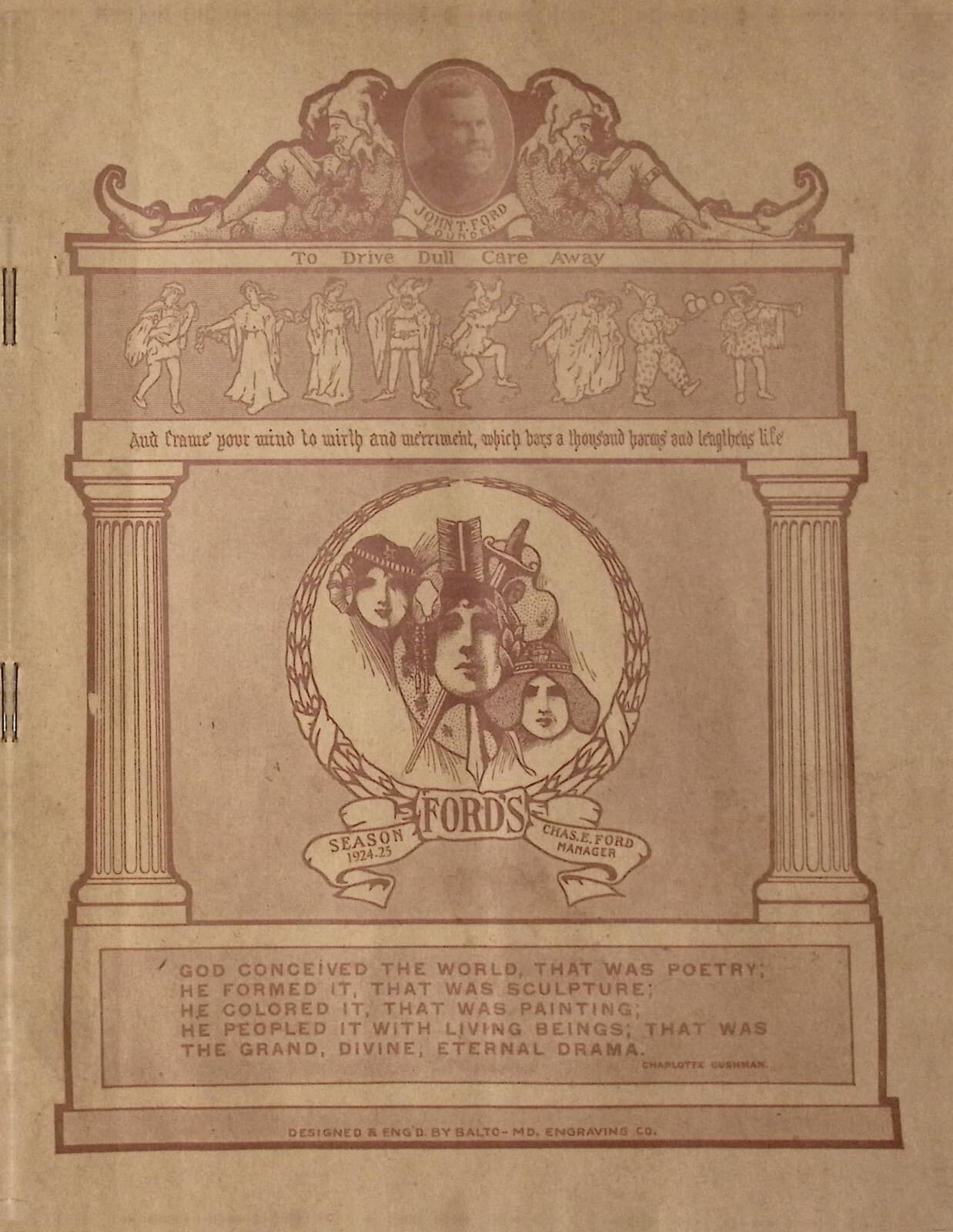 1924-25 Season Program Ford's Theater Program John T Ford Founder BALTIMORE MD 2