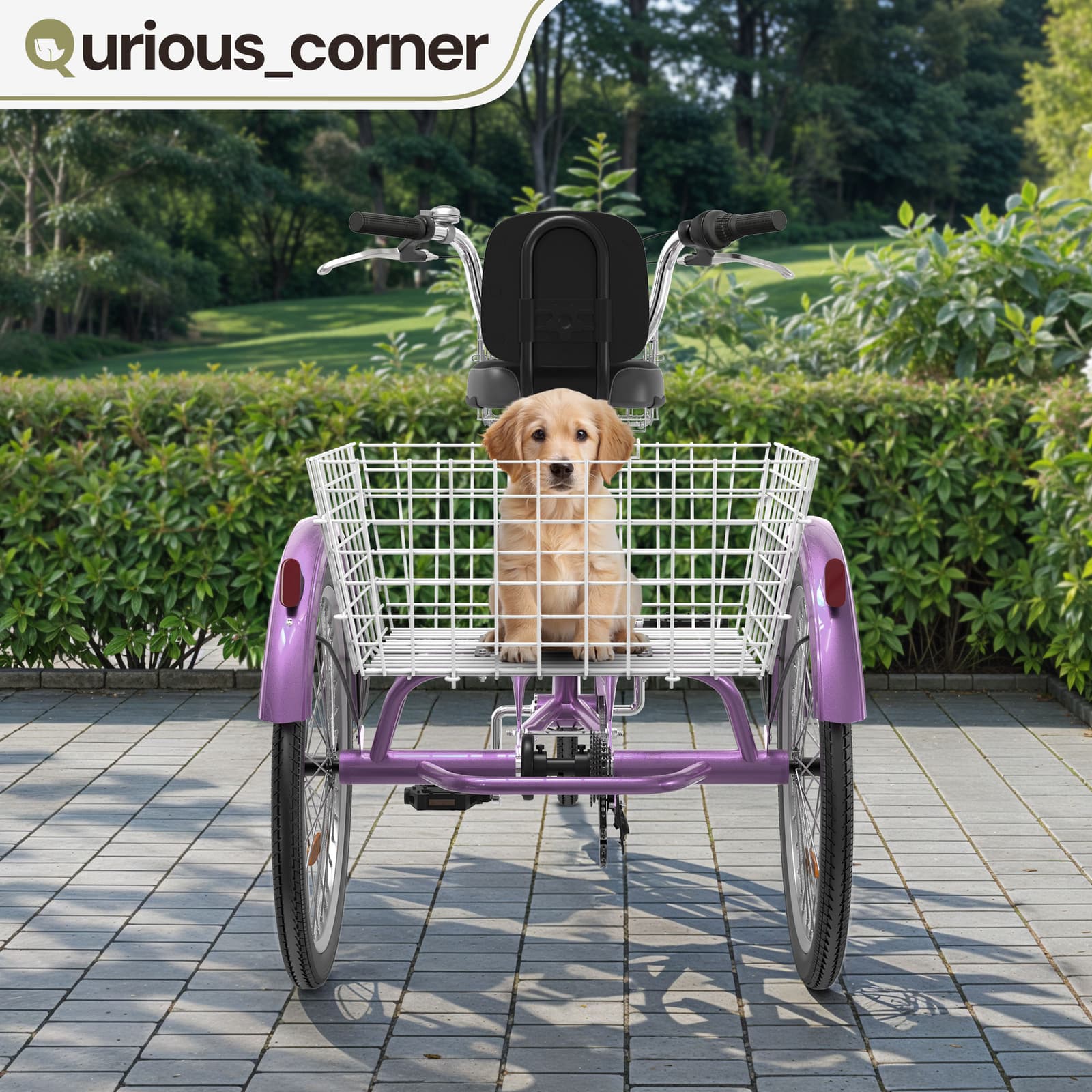 24" 3 Wheels Bike Trike Tricycle 7 Speed for Adult w/ Front & Rear Basket Purple 2