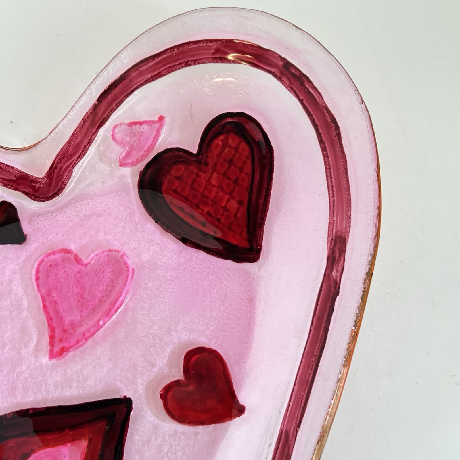 Valentine Clear Glass Heart Shaped Plate With Hearts Love Anniversary Gift 11 In 4