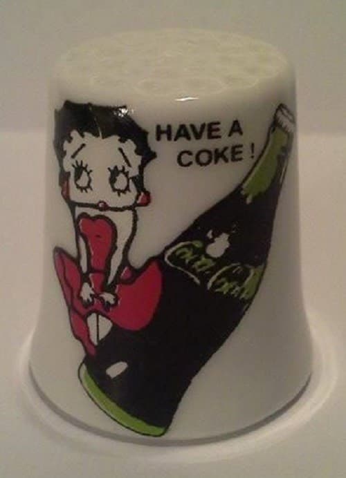 Charming Betty Boop Coke Collectible Porcelain Thimble