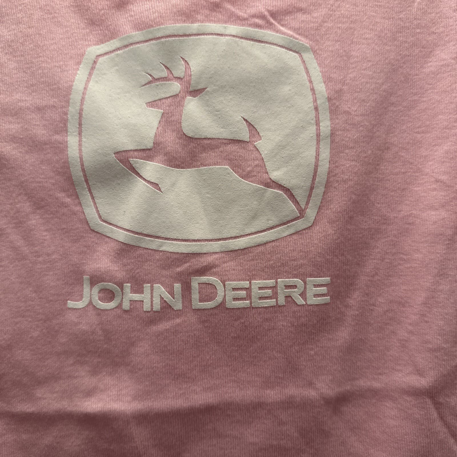 NOS JOHN DEERE 100% Cotton Logo T-SHIRT Tractor Farm Deer PINK Adult Medium 2