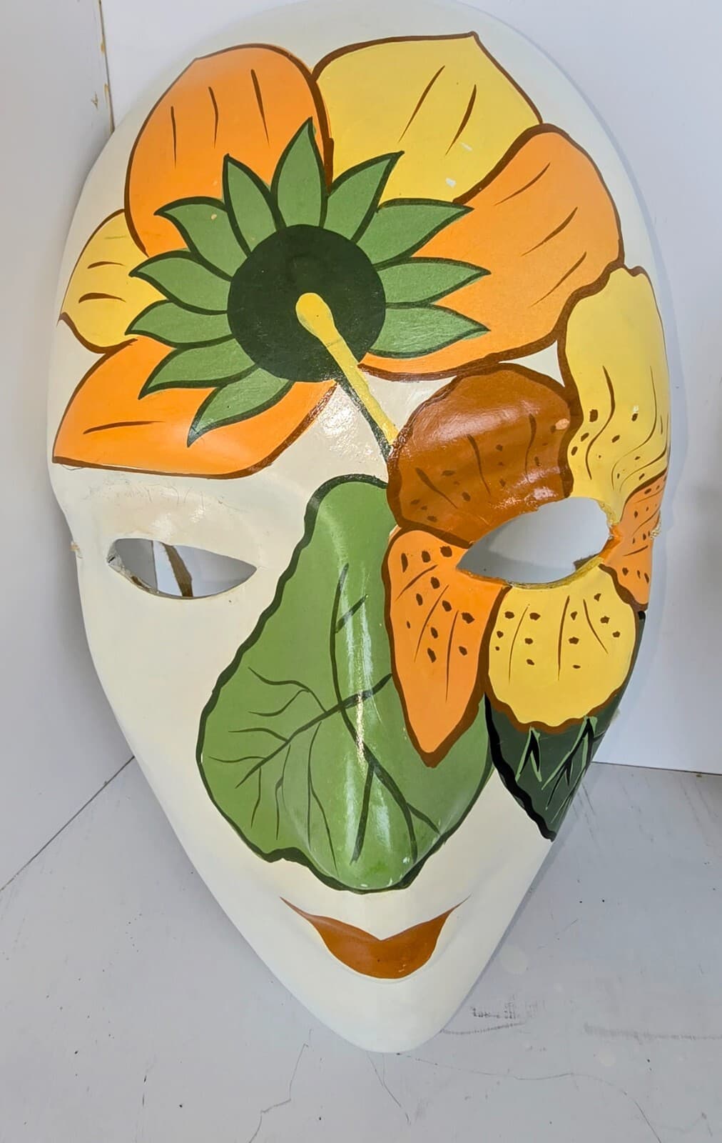 JEN8006  Vintage Ceramic Floral Masks 10"X 6" (Two Incl.) Elastic String on Back 2