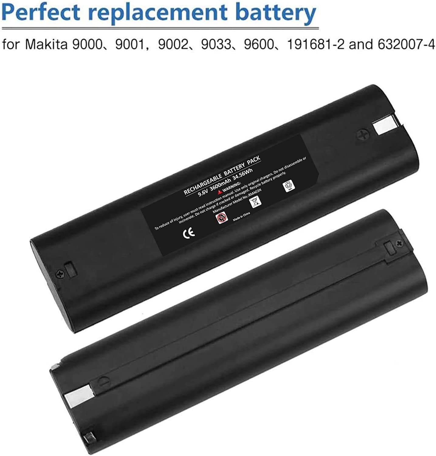 2 Pack For MAKITA 9000 Battery / Charger 9.6Volt Ni-MH 9001 9033 6095D 193890-9 6