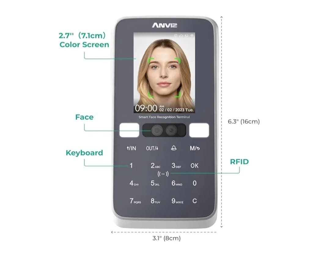 Anviz CX5 Smart Face Recognition Terminal Biometric Employee Time Attendance New 2