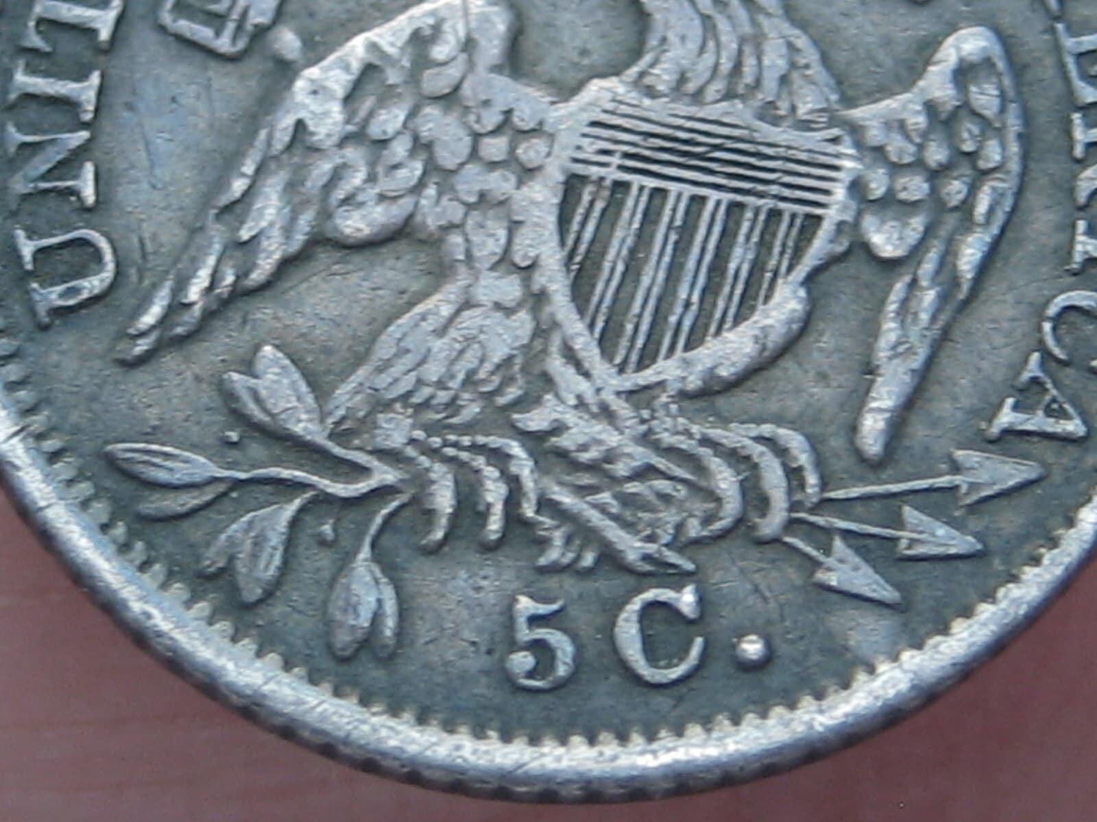 1835 Silver Capped Bust Half Dime, Small Date, Small 5C, VF/XF Details 3