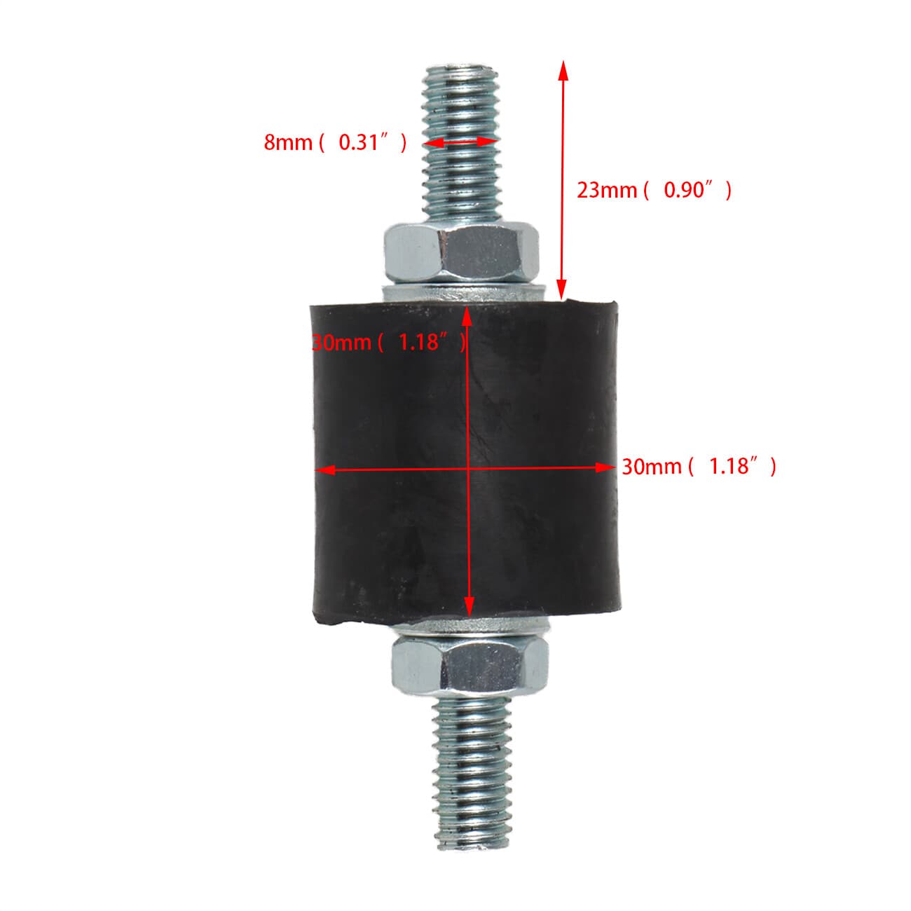 4pcs Anti-Vibration Rubber Isolator Mounts with Studs Shock Absorber, M8-1.25 5