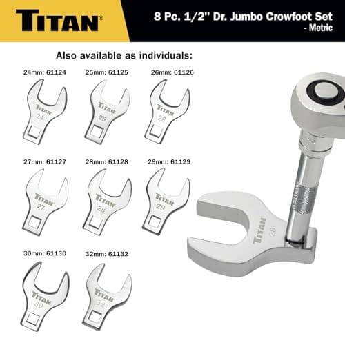  17678 8-Piece Metric Jumbo Crowfoot 8pc Metric, 24 - 32mm 1/2-Inch Drive 6