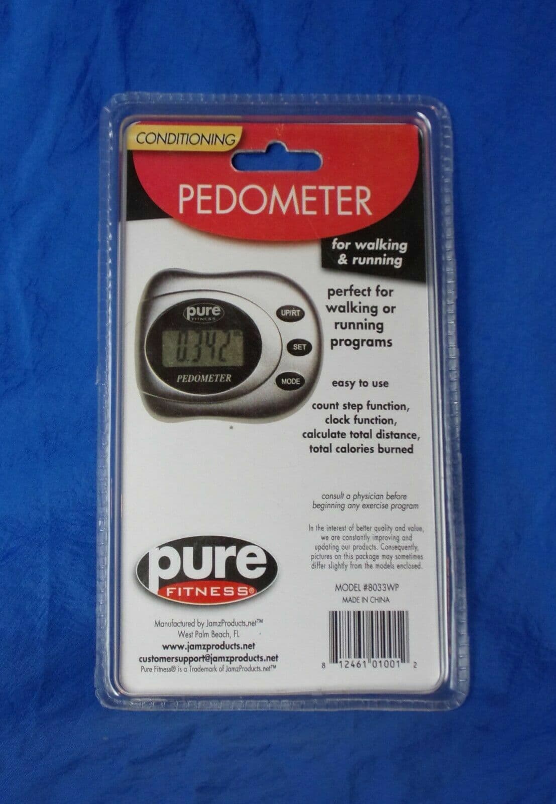PURE FITNESS Conditioning Pedometer w/ 4 Functions For Walking & Running 8033wp 2