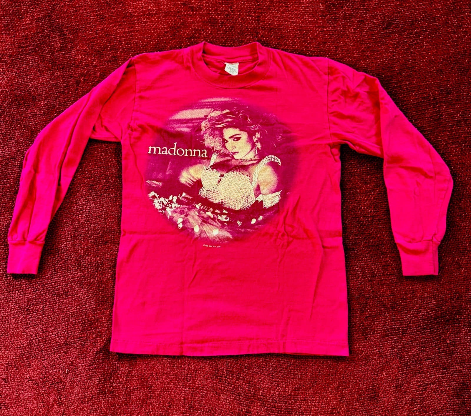 MADONNA RARE FUCHSIA 1985 BOY TOY VIRGIN TOUR LONG SLEEVE SHIRT PROMO RAISED BRA 2