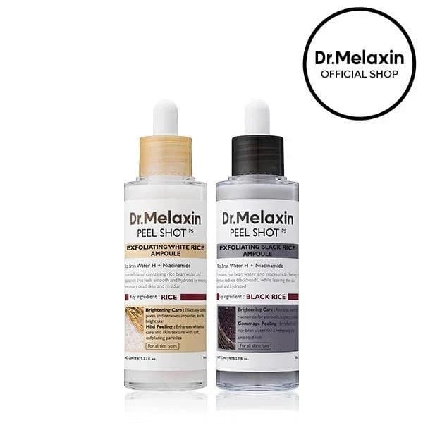 Dr.Melaxin Peel Shot Glow White and Black RiceAmpoule Duo Soft Exfoliating 2 Set