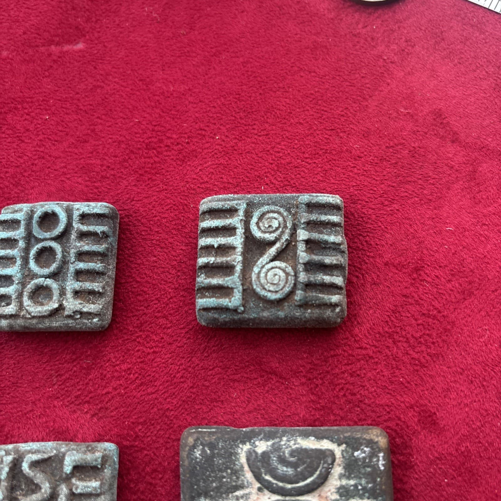 7 VintageBRASS AFRICAN ASHANTI AKAN GEOMETRIC GOLD WEIGHTS 1400-1720 AD 4-20g  3