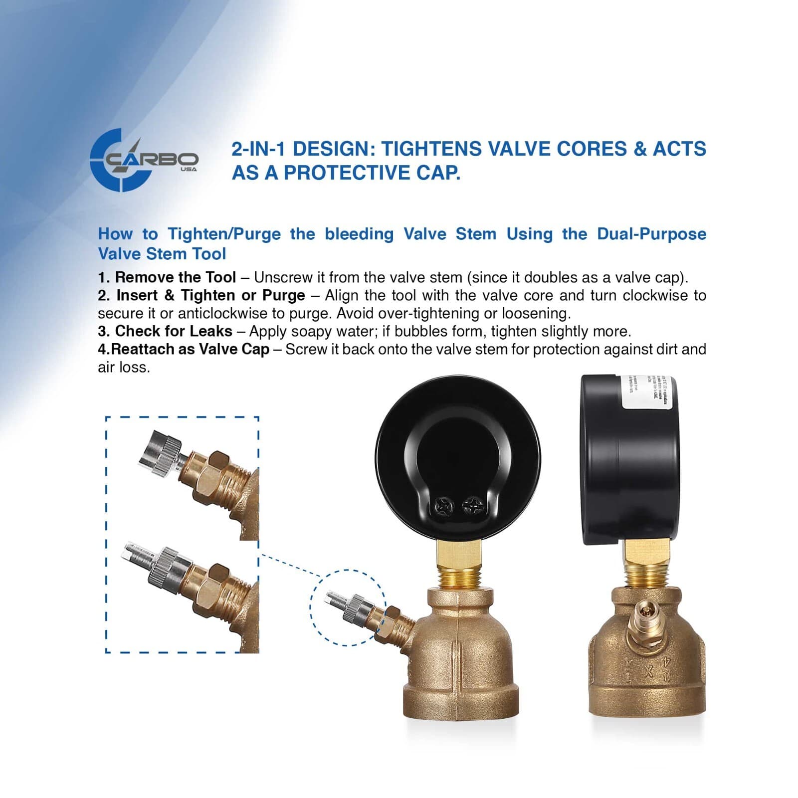 Gas Test Pressure Gauge 60 Pound, 60 PSI/400 kPa 3/4” FNPT Brass Bell Shape Body 4