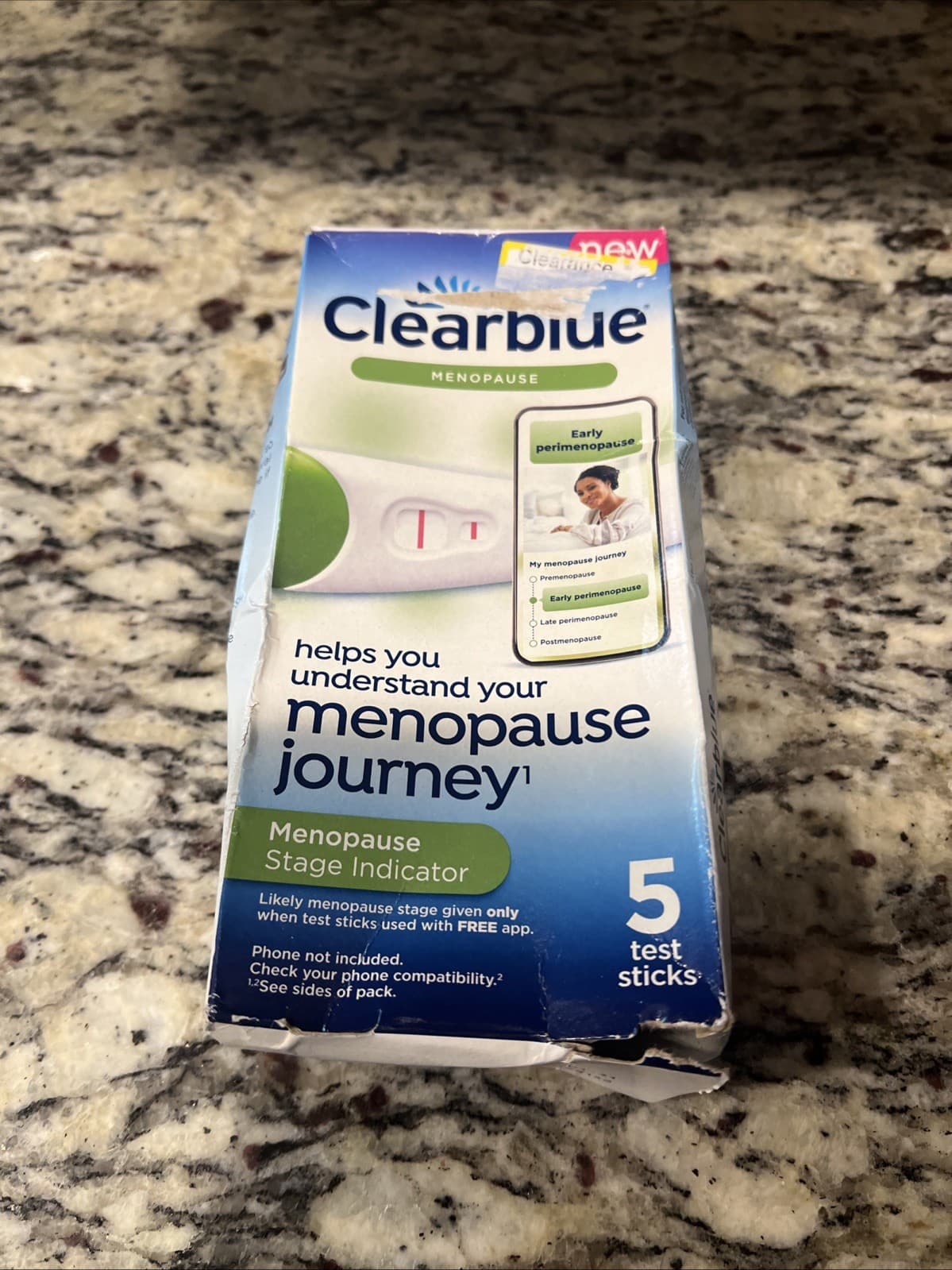 Clearblue Menopause Stage Indicator - 5 Test Sticks Exp 01/2026 Open Box