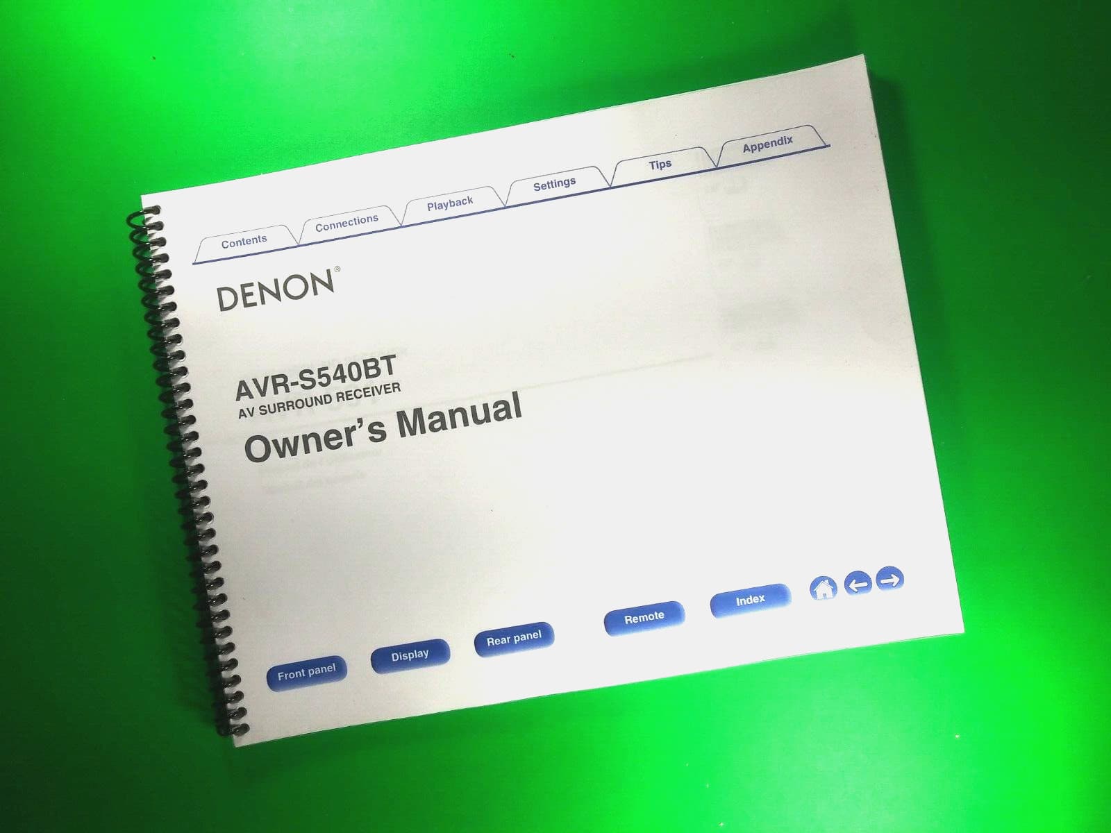 Owners Manual For Denon AVR-S540BT Receiver, 135 Pages With Clear Covers!