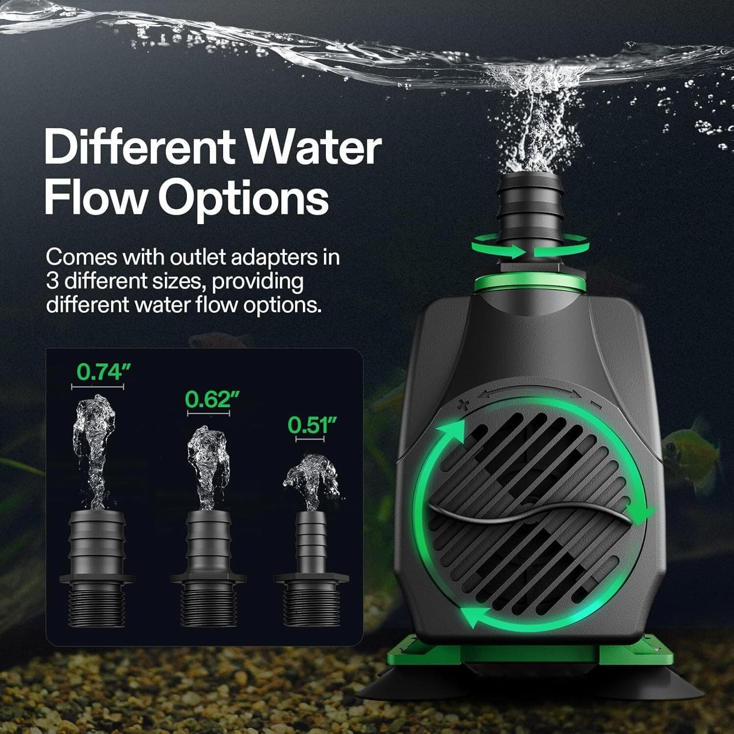VIVOSUN Water Pump Hydroponics Pond Fountain Aquariums Submersible Fish Tank 3