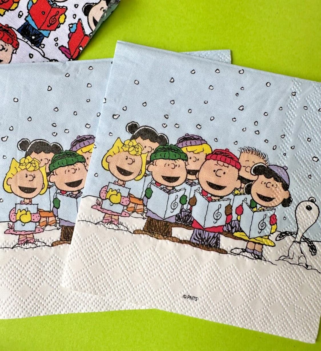 2 Individual Paper Decoupage Beverage Size Napkins Christmas Carol Peanuts DIY 3